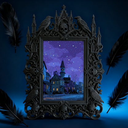 High-demand-gothic Gothic Dark-style Photo Frame | Witchy Crystal Grid Party Decor, Photo Ornament, Wall-mountable & Tabletop, Scratch-resis