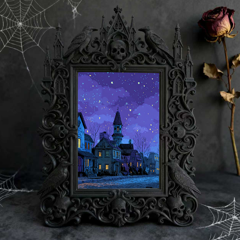 High-demand-gothic Gothic Dark-style Photo Frame | Witchy Crystal Grid Party Decor, Photo Ornament, Wall-mountable & Tabletop, Scratch-resis