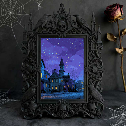High-demand-gothic Gothic Dark-style Photo Frame | Witchy Crystal Grid Party Decor, Photo Ornament, Wall-mountable & Tabletop, Scratch-resis