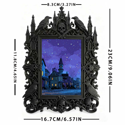 High-demand-gothic Gothic Dark-style Photo Frame | Witchy Crystal Grid Party Decor, Photo Ornament, Wall-mountable & Tabletop, Scratch-resis