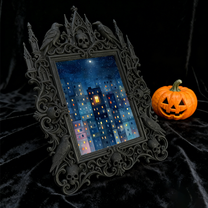Trend-leading Gothic Dark-style Photo Frame | Gothic Kids’ Witch Craft Room Decor, Photo Ornament, Wall/Table Dual-use, Eco-friendly Frame