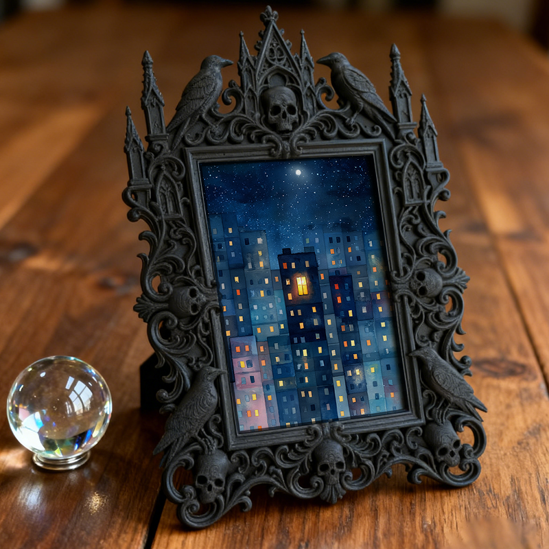 Trend-leading Gothic Dark-style Photo Frame | Gothic Kids’ Witch Craft Room Decor, Photo Ornament, Wall/Table Dual-use, Eco-friendly Frame
