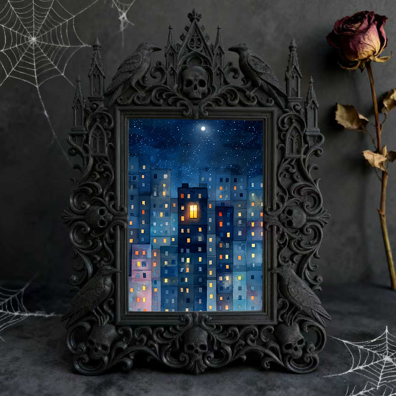 Trend-leading Gothic Dark-style Photo Frame | Gothic Kids’ Witch Craft Room Decor, Photo Ornament, Wall/Table Dual-use, Eco-friendly Frame