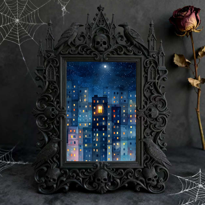 Trend-leading Gothic Dark-style Photo Frame | Gothic Kids’ Witch Craft Room Decor, Photo Ornament, Wall/Table Dual-use, Eco-friendly Frame