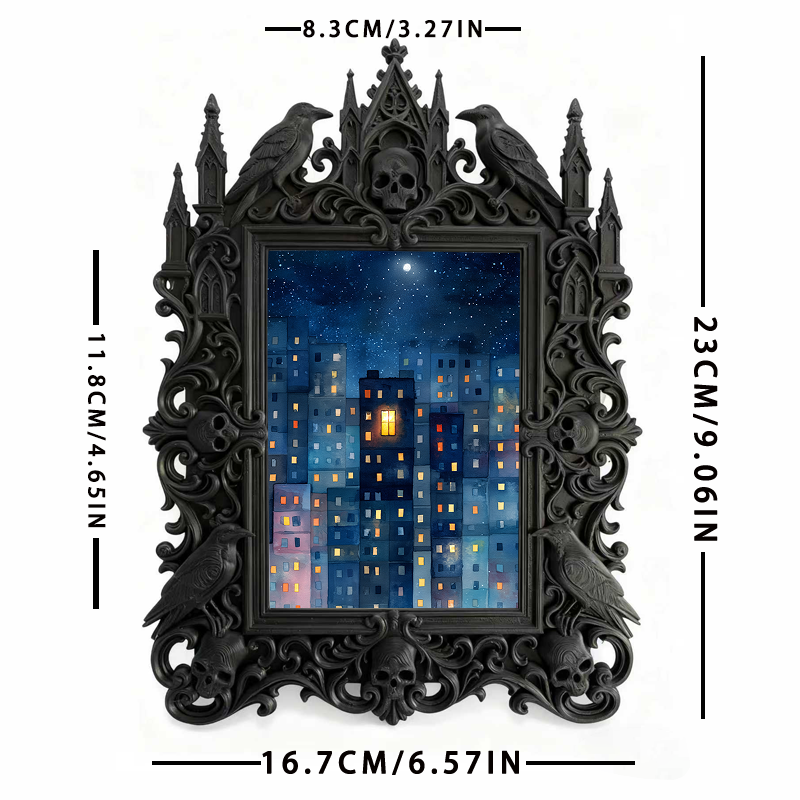 Trend-leading Gothic Dark-style Photo Frame | Gothic Kids’ Witch Craft Room Decor, Photo Ornament, Wall/Table Dual-use, Eco-friendly Frame