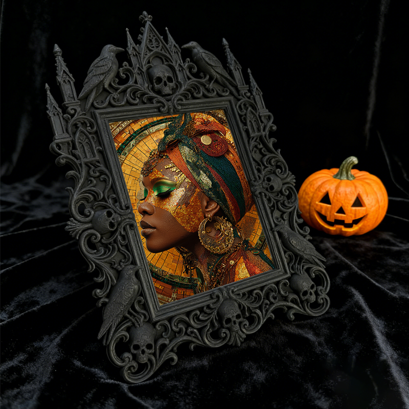 Must-buy-gothic Gothic Dark-style Photo Frame | Dark Dried Flower Wreath Shop Decor, Photo Ornament, Wall-mountable & Tabletop, Slim Frame