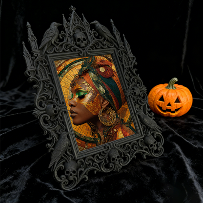 Must-buy-gothic Gothic Dark-style Photo Frame | Dark Dried Flower Wreath Shop Decor, Photo Ornament, Wall-mountable & Tabletop, Slim Frame