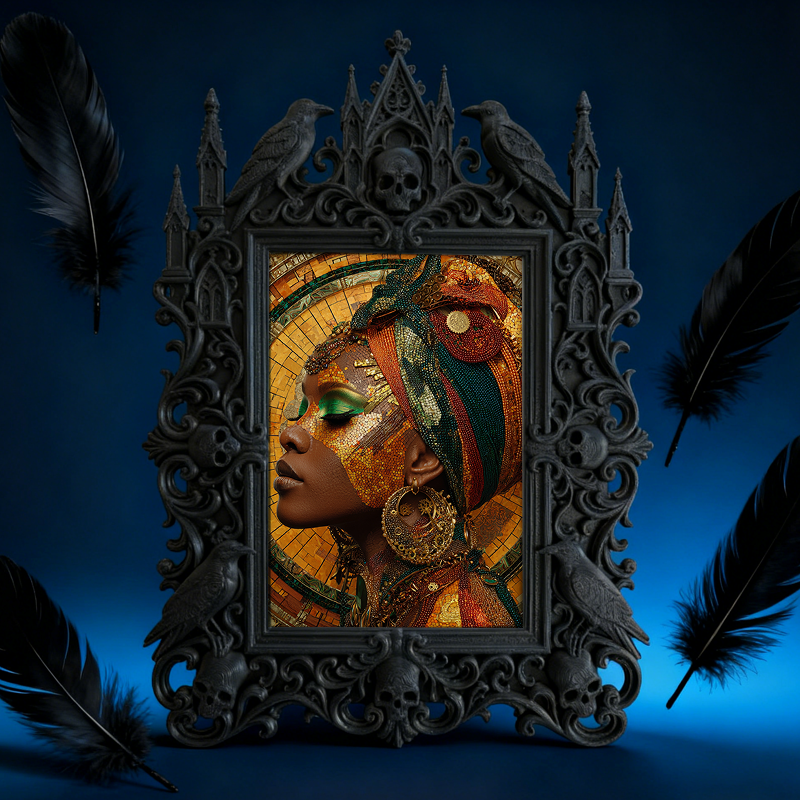 Must-buy-gothic Gothic Dark-style Photo Frame | Dark Dried Flower Wreath Shop Decor, Photo Ornament, Wall-mountable & Tabletop, Slim Frame