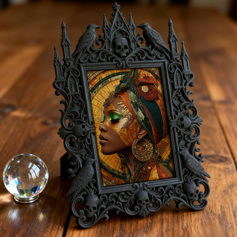 Must-buy-gothic Gothic Dark-style Photo Frame | Dark Dried Flower Wreath Shop Decor, Photo Ornament, Wall-mountable & Tabletop, Slim Frame