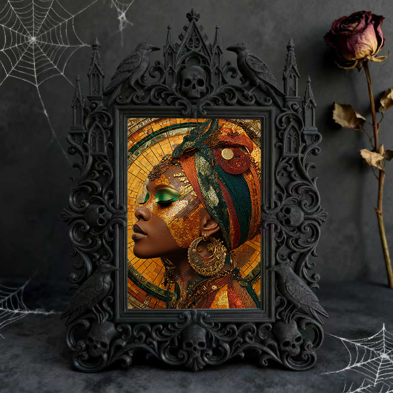 Must-buy-gothic Gothic Dark-style Photo Frame | Dark Dried Flower Wreath Shop Decor, Photo Ornament, Wall-mountable & Tabletop, Slim Frame