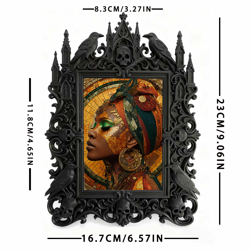 Must-buy-gothic Gothic Dark-style Photo Frame | Dark Dried Flower Wreath Shop Decor, Photo Ornament, Wall-mountable & Tabletop, Slim Frame