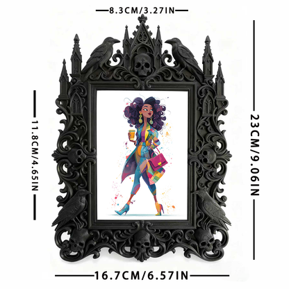 Customer-approved Gothic Dark-style Photo Frame | Vampire Themed Costume Contest Decor, Photo Ornament, Dual-use Display, Sturdy Frame