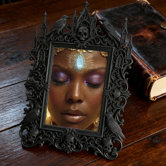 Rare-find-gothic Gothic Dark-style Photo Frame | Werewolf Cosplay Photo Booth Decor, Photo Ornament, Wall/Table Dual-use, Rustic Frame