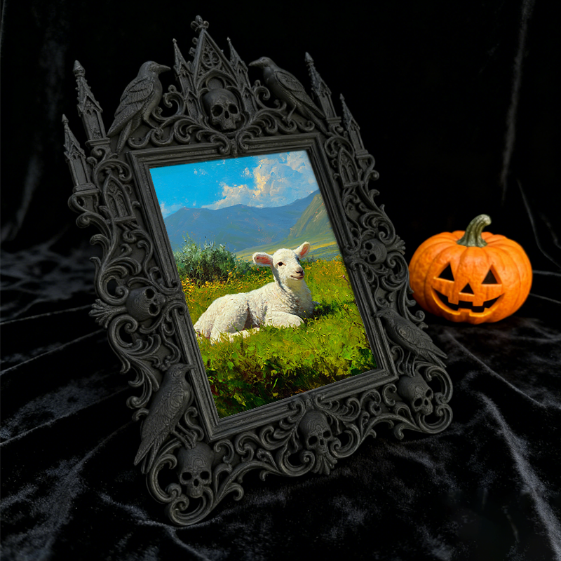 Viral-sensation Gothic Dark-style Photo Frame | Gothic Tarot Card Making Studio Decor, Photo Ornament, Wall-mountable & Tabletop, Plastic Fr