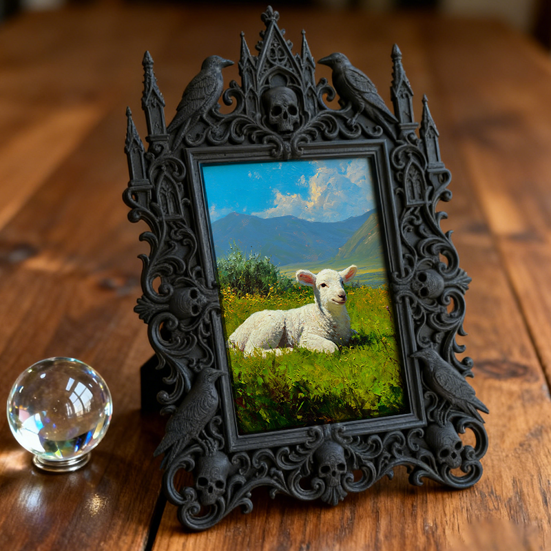 Viral-sensation Gothic Dark-style Photo Frame | Gothic Tarot Card Making Studio Decor, Photo Ornament, Wall-mountable & Tabletop, Plastic Fr