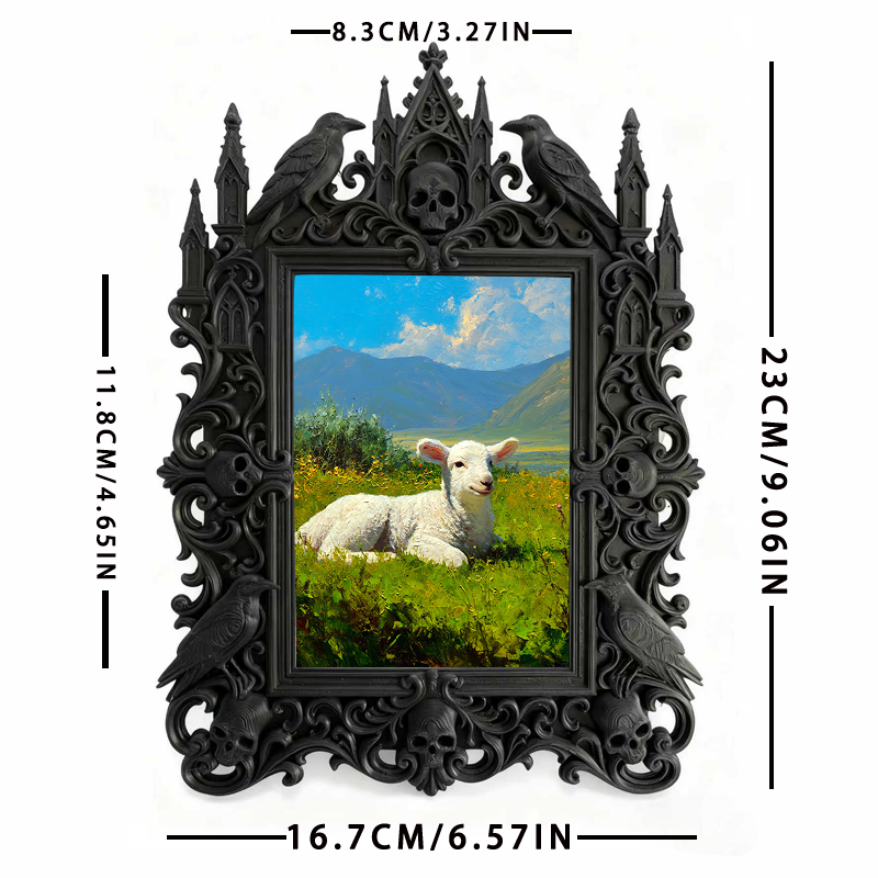 Viral-sensation Gothic Dark-style Photo Frame | Gothic Tarot Card Making Studio Decor, Photo Ornament, Wall-mountable & Tabletop, Plastic Fr