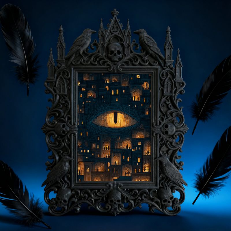 Reel-hit Gothic Dark-style Photo Frame | Dark Academia Wax Seal Stamp Shop Decor, Photo Ornament, Wall/Table Dual-use, Durable Frame