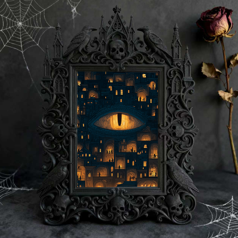 Reel-hit Gothic Dark-style Photo Frame | Dark Academia Wax Seal Stamp Shop Decor, Photo Ornament, Wall/Table Dual-use, Durable Frame