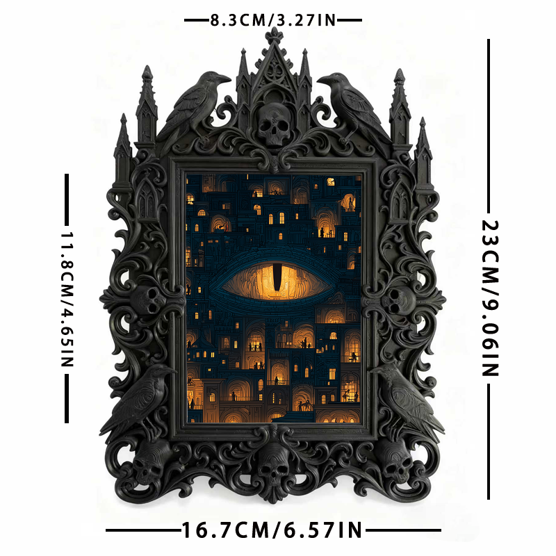 Reel-hit Gothic Dark-style Photo Frame | Dark Academia Wax Seal Stamp Shop Decor, Photo Ornament, Wall/Table Dual-use, Durable Frame