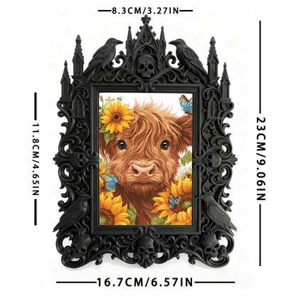 Insta-viral Gothic Dark-style Photo Frame | Vampire Themed Trivia Night Table Decor, Photo Ornament, Wall-mountable & Tabletop, Lightweight 