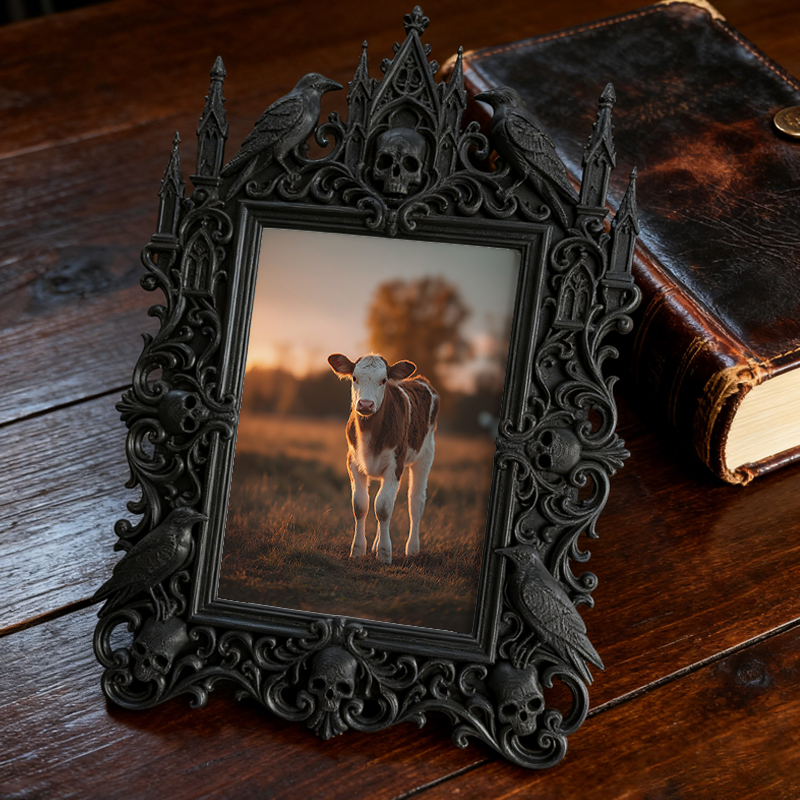 Trend-maker Gothic Dark-style Photo Frame | Gothic Dark Chocolate Shop Window Decor, Photo Ornament, Dual-use Display, Retro Plastic Frame