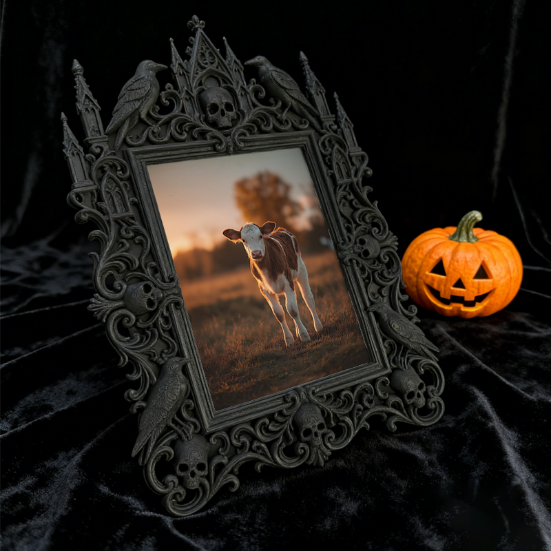 Trend-maker Gothic Dark-style Photo Frame | Gothic Dark Chocolate Shop Window Decor, Photo Ornament, Dual-use Display, Retro Plastic Frame