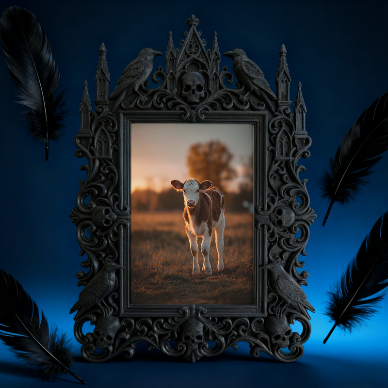 Trend-maker Gothic Dark-style Photo Frame | Gothic Dark Chocolate Shop Window Decor, Photo Ornament, Dual-use Display, Retro Plastic Frame