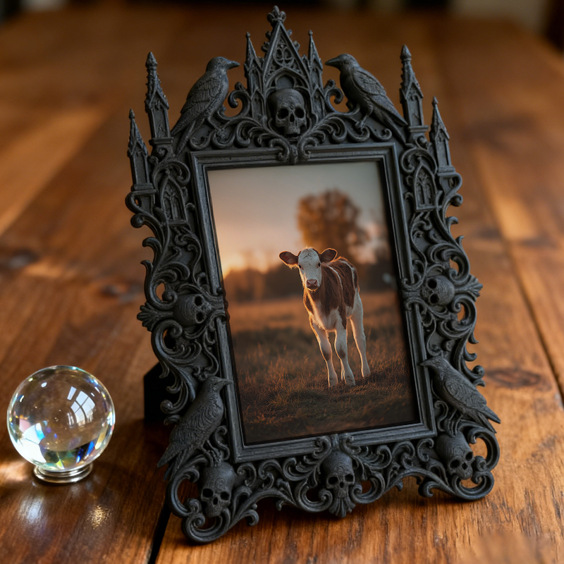 Trend-maker Gothic Dark-style Photo Frame | Gothic Dark Chocolate Shop Window Decor, Photo Ornament, Dual-use Display, Retro Plastic Frame