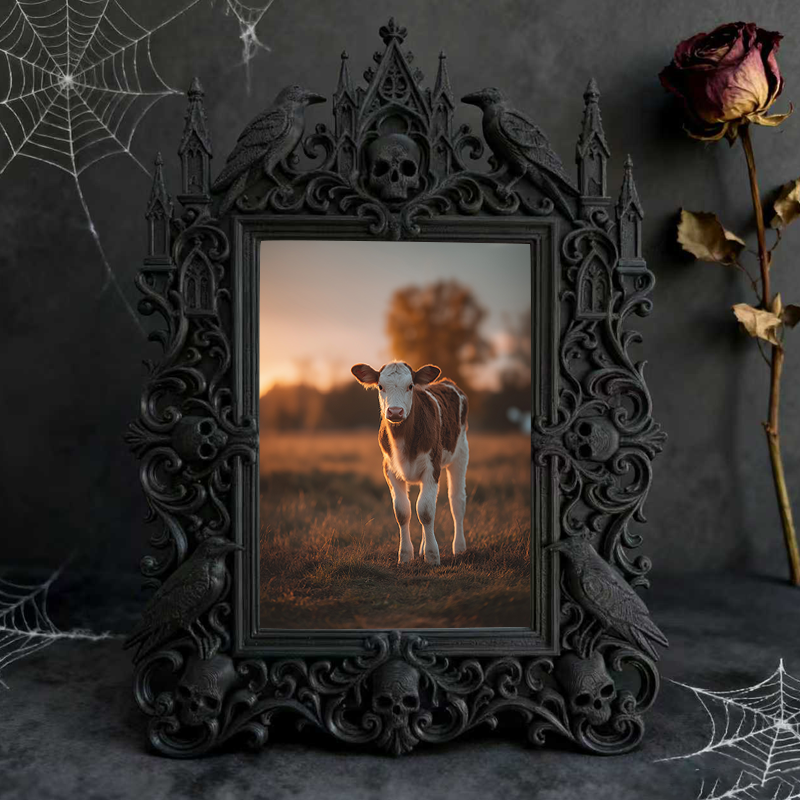Trend-maker Gothic Dark-style Photo Frame | Gothic Dark Chocolate Shop Window Decor, Photo Ornament, Dual-use Display, Retro Plastic Frame