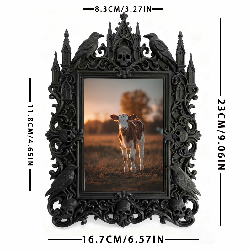 Trend-maker Gothic Dark-style Photo Frame | Gothic Dark Chocolate Shop Window Decor, Photo Ornament, Dual-use Display, Retro Plastic Frame