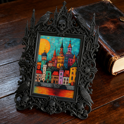 Customer-raved Gothic Dark-style Photo Frame | Witchy Crystal Carving Studio Decor, Photo Ornament, Wall-mountable & Tabletop, Scratch-resis