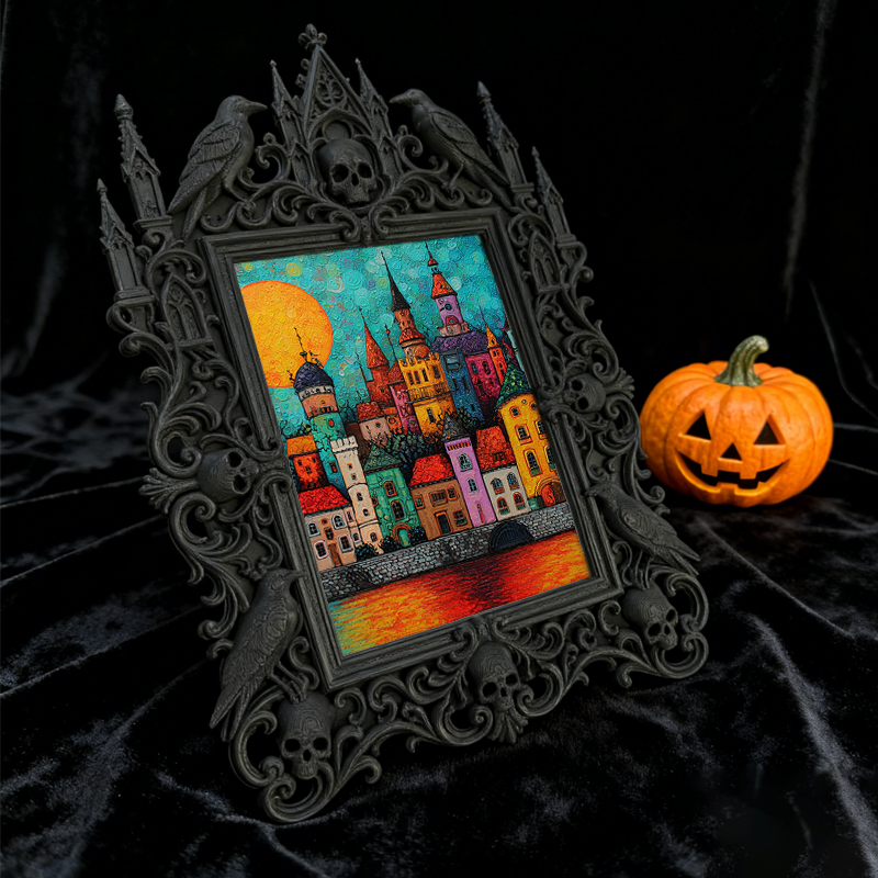 Customer-raved Gothic Dark-style Photo Frame | Witchy Crystal Carving Studio Decor, Photo Ornament, Wall-mountable & Tabletop, Scratch-resis