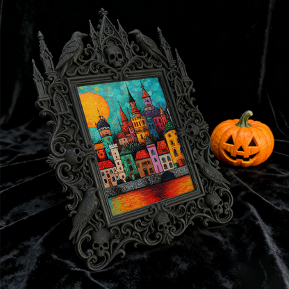 Customer-raved Gothic Dark-style Photo Frame | Witchy Crystal Carving Studio Decor, Photo Ornament, Wall-mountable & Tabletop, Scratch-resis