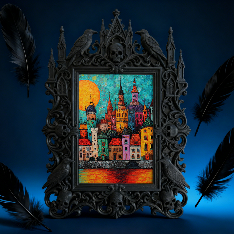 Customer-raved Gothic Dark-style Photo Frame | Witchy Crystal Carving Studio Decor, Photo Ornament, Wall-mountable & Tabletop, Scratch-resis