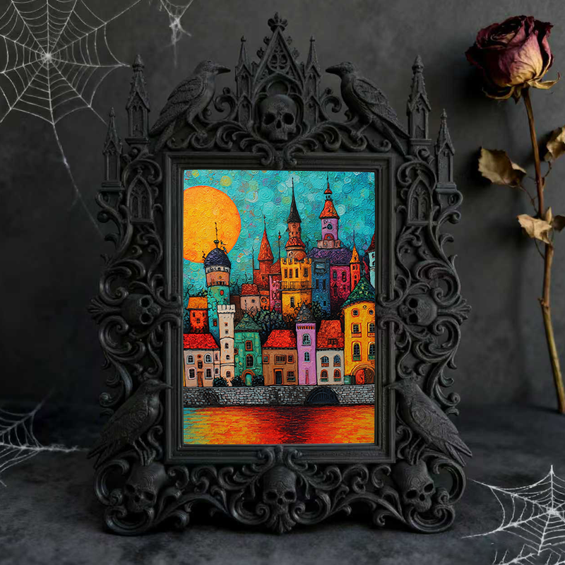 Customer-raved Gothic Dark-style Photo Frame | Witchy Crystal Carving Studio Decor, Photo Ornament, Wall-mountable & Tabletop, Scratch-resis