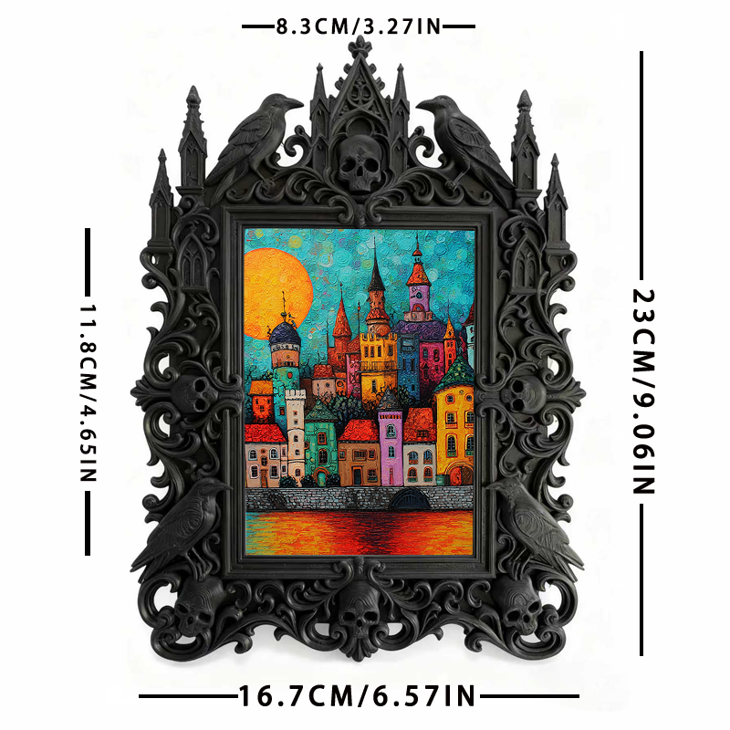 Customer-raved Gothic Dark-style Photo Frame | Witchy Crystal Carving Studio Decor, Photo Ornament, Wall-mountable & Tabletop, Scratch-resis