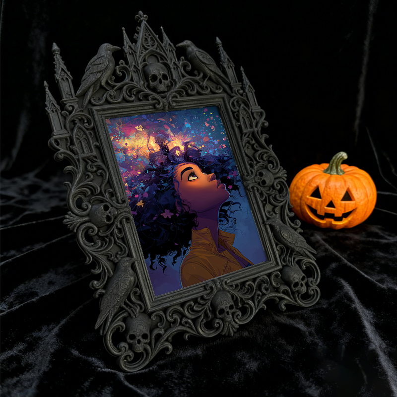 Edgy-elegant Gothic Dark-style Photo Frame | Horror Movie Script Reading Room Decor, Photo Ornament, Dual-use Display, Minimalist Frame