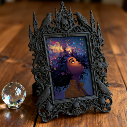 Edgy-elegant Gothic Dark-style Photo Frame | Horror Movie Script Reading Room Decor, Photo Ornament, Dual-use Display, Minimalist Frame