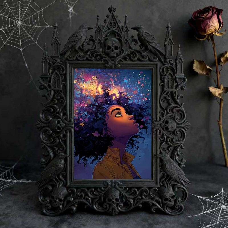 Edgy-elegant Gothic Dark-style Photo Frame | Horror Movie Script Reading Room Decor, Photo Ornament, Dual-use Display, Minimalist Frame