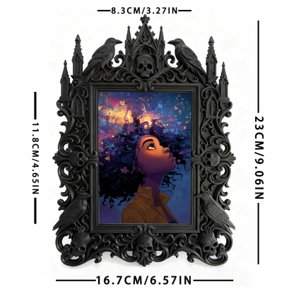 Edgy-elegant Gothic Dark-style Photo Frame | Horror Movie Script Reading Room Decor, Photo Ornament, Dual-use Display, Minimalist Frame