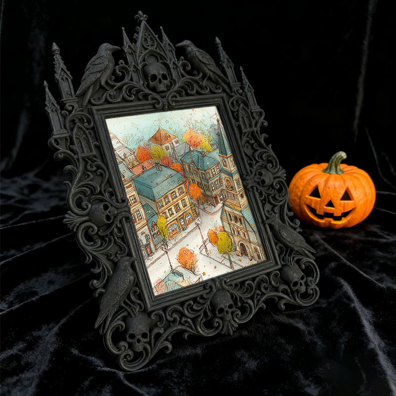 Luxe-rustic Gothic Dark-style Photo Frame | Dark Calligraphy Holiday Card Display Decor, Photo Ornament, Wall-mountable & Tabletop, Practica