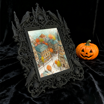 Luxe-rustic Gothic Dark-style Photo Frame | Dark Calligraphy Holiday Card Display Decor, Photo Ornament, Wall-mountable & Tabletop, Practica