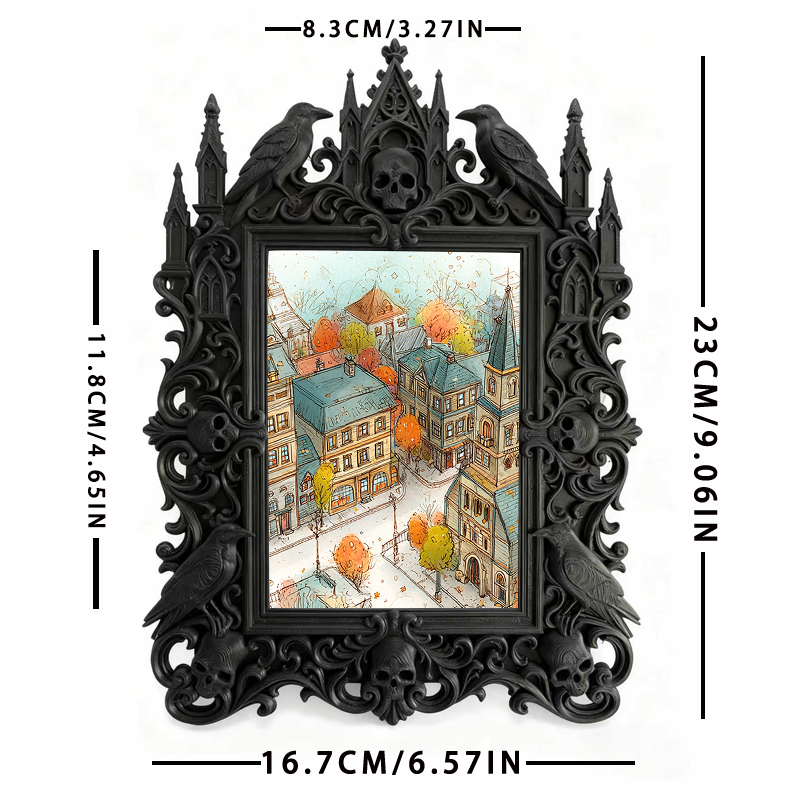 Luxe-rustic Gothic Dark-style Photo Frame | Dark Calligraphy Holiday Card Display Decor, Photo Ornament, Wall-mountable & Tabletop, Practica