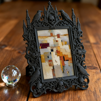Rare-treasure Gothic Dark-style Photo Frame | Vampire Cosplay Wig Shop Display Decor, Photo Ornament, Wall/Table Dual-use, Artistic Frame
