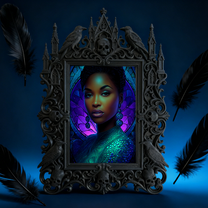 One-of-a-kind Gothic Dark-style Photo Frame | Witchy Moon Phase Candle Shop Decor, Photo Ornament, Wall-mountable & Tabletop, Portable Frame