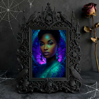 One-of-a-kind Gothic Dark-style Photo Frame | Witchy Moon Phase Candle Shop Decor, Photo Ornament, Wall-mountable & Tabletop, Portable Frame