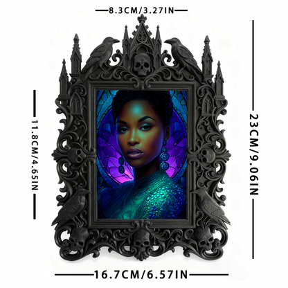 One-of-a-kind Gothic Dark-style Photo Frame | Witchy Moon Phase Candle Shop Decor, Photo Ornament, Wall-mountable & Tabletop, Portable Frame