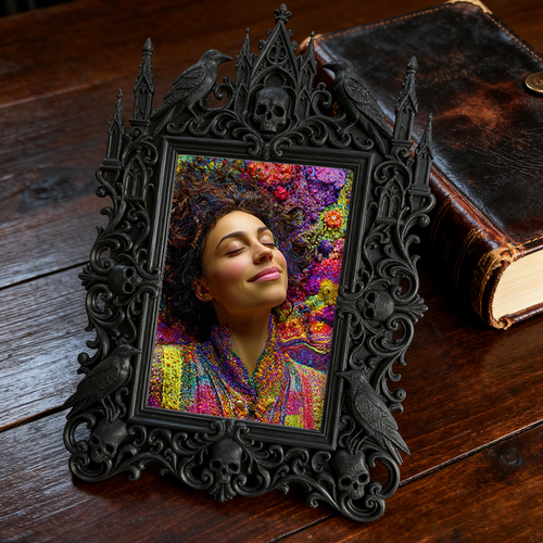 Tough-and-chic Gothic Dark-style Photo Frame | Gothic Bike Repair Shop Waiting Area Decor, Photo Ornament, Dual-use Display, Wear-resistant 