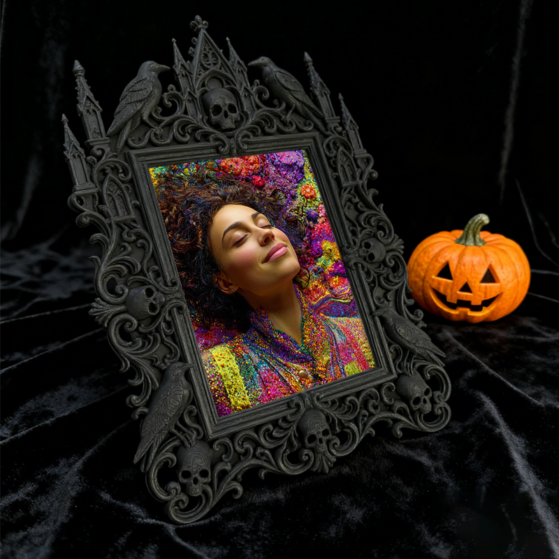 Tough-and-chic Gothic Dark-style Photo Frame | Gothic Bike Repair Shop Waiting Area Decor, Photo Ornament, Dual-use Display, Wear-resistant 