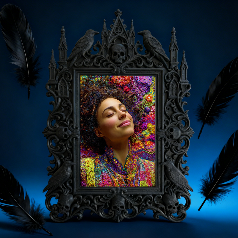 Tough-and-chic Gothic Dark-style Photo Frame | Gothic Bike Repair Shop Waiting Area Decor, Photo Ornament, Dual-use Display, Wear-resistant 